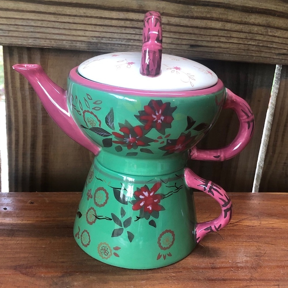 Tracy Porter Collection Mai Tai Hand Painted Floral Tea For One Set 8oz
